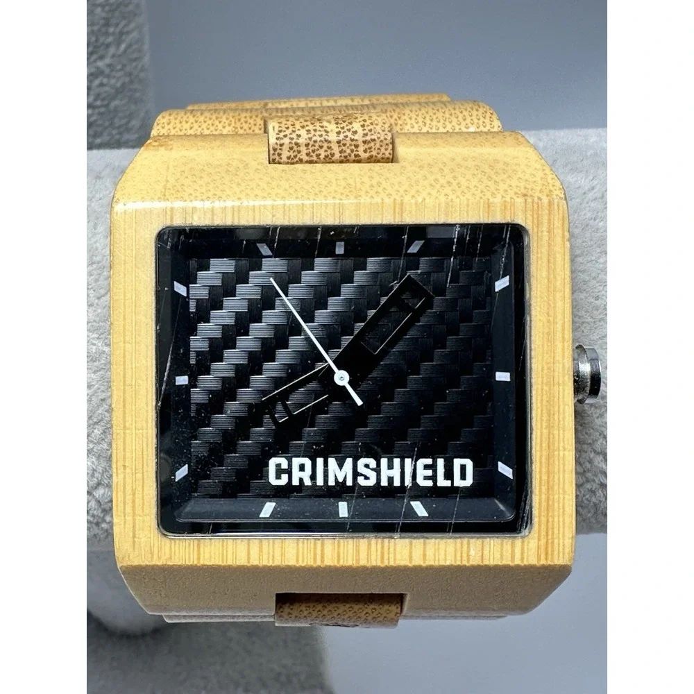 Crimshield Mens Referral Wooden Watch New Battery‎ 45MM 7.5